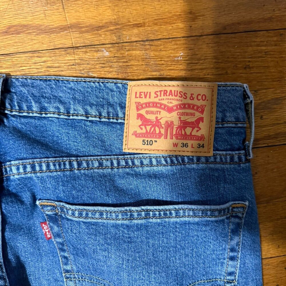 New Without Tags Men's Classic Levi's 510 Skinny 36x34 Stretch Denim Blue Jeans - Picture 8 of 8